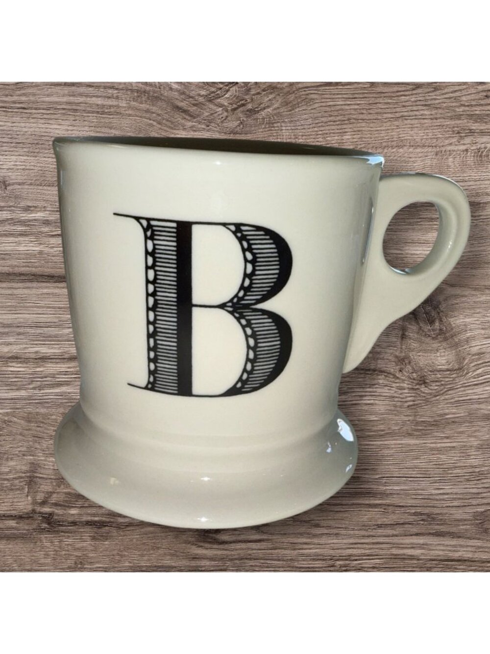 Anthropologie Monogram Mug Letter B Coffee Cup White Black Lettering Tea Drink